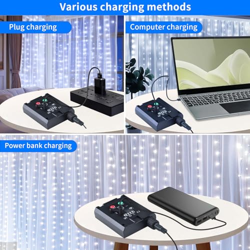 Solar Curtain Lights 10*10Ft 300LED Waterproof Waterfall Light with 8 Modes Remote Type C Charging Dimmable Timer Twinkle Fairy String Lights for Outdoor Christmas Gazebo Wedding Party Pergola Patio - color: 300LED Cool White