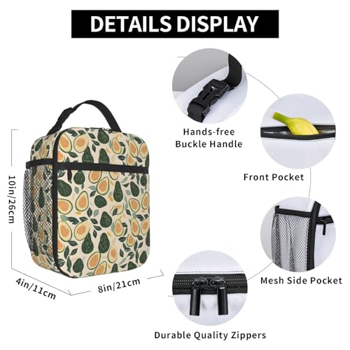 Avocado Lunch Box for Women Kids Girls Men Insulated Lunch Bag Lunchbox Adults Lunch Tote Bags Reusable Cooler for Work Office School Picnic Travel - color: Avocado01