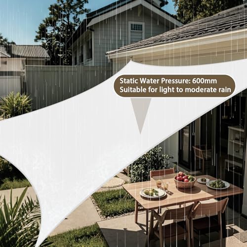 Amagenix Waterproof Sun Shade Sail 10'x10' Cream Shade Canopy Curved Edge 95% UV Blocking Awning Shelter for Outdoor Patio Backyard Garden Activities,Customized - color: Cream, size: 1 0' X 1 0', style: Waterproof Rectangular