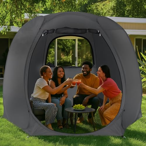 Alvantor® Pop Up Screen Tent House Room Instant Outdoor Camping Canopy Sun Shelter Gazebo for Patio, Backyard & Deck, Privacy Tent(2-10 People, 8'x8' 10'x10' 12'x12') - color: Black, size: 10x10FT