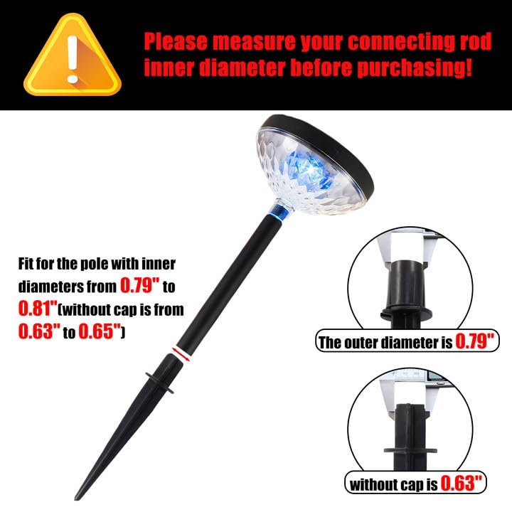 8 Pack 5.3 Inch Solar Light Stakes Replacement, Plastic Ground Spikes for Solar Wheat Ear Flower Light Outdoor Landscape Path Christmas Yard Garden Deco (Inside Diameter 0.63 Inch) - size: 8 Pcs