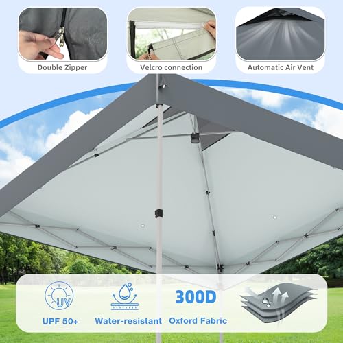 10x10 Pop Up Canopy Tent with Mosquito Netting, Outdoor Portable Screen Tent for Yard, Party, Camping and Picnic, 3 Height Positions, Patio Gazebo with Roller Bag and 4 Sandbags - color: Gray