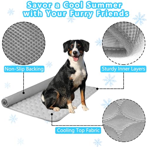 Dog Cooling Mat for Dogs, Pet Cooling Pad Bed for Dog Easy Washable for All Types of Pets and Perfect for Both Indoor and Outdoor Use, Including Car Seats 59" x 40" - color: B-Grey-1 Pc, size: 59 in x 40 in