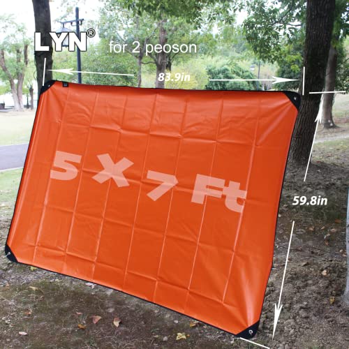 LYN Heavy Duty Emergency Blanket Survival Gear Waterproof Insulated Blanket Emergency Tarp for Camping, Hiking, Bushcraft - color: Orange Red
