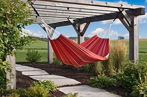 Vivere Brazilian Style Double Cotton Hammock with Polyester End Strings, 450 lb Weight Capacity (Mimosa) - color: Mimosa