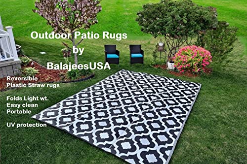 rv mats Outdoor Rug – 9x12, Black Reversible Recycled Plastic Straw Outdoor Patio Rugs Clearance Waterproof Large RV Camper Mats 514 - color: Black, White, size: 9' x 12' (Rectangular)