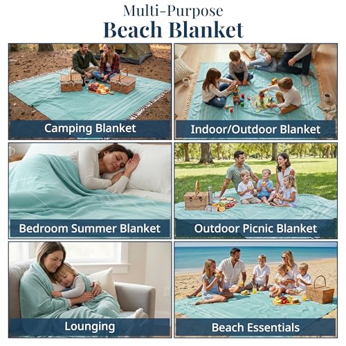 LANE LINEN Beach Towels Oversized - Beach Supplies, Turkish Beach Blanket with Lightweight Sand-Free Feel – 82"x82", Perfect for Poolside Lounging & Park Picnics – Hunter Green - color: 13: Hunter Green, size: Beach Blanket (80" x 80")