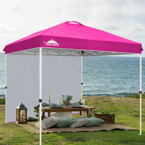 EAGLE PEAK Commercial Canopy 8x8 Pop Up Canopy Tent with 1 Sidewall, Easy Setup Heavy Duty Instant Event Shelter for Vendors & Markets, Outdoor Sun Shade, Pink - color: Pink, size: 8x8