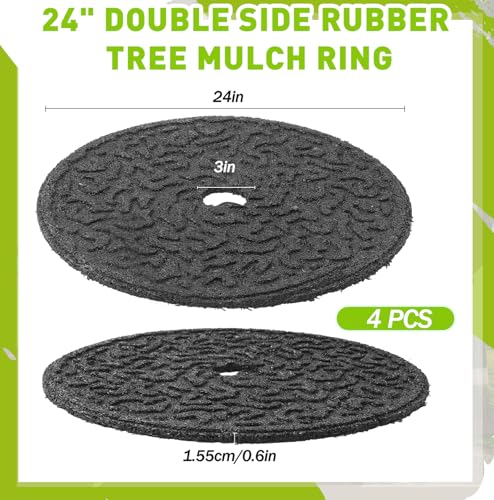 Peryiter 6 Pcs Rubber Mulch Tree Ring, Heavy Duty Rubber Mulch Mat, Tree Protector Weed Barrier Mats, Round Root Barrier for Root Protection Weed Grass Control (24 Inches) - style: 24 Inches