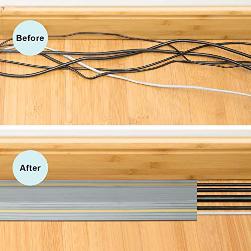 AGPTEK Heavy Duty Floor Cable Cover Cable Protector, 6.5 Ft Floor Cord Protector 3 Channels Floor Cord Cover (Mid Channel 0.93") Contains Cords, Cables and Wires, Good for Office, Home, or Outdoor - color: Grey