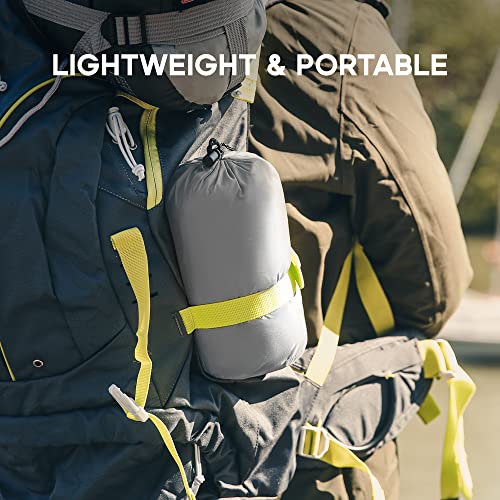 Sonive Blanket 52x75, Packable Compact Blanket Weatherproof Outdoor Down Alternative Throw Puffy Warm Quilt for Camping, Hiking, Backpacking, Picnic, Stadium Light Gray - color: Light Gray