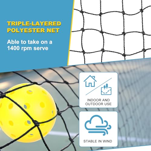 Pickleball Net with Wheels, Portable 2-in-1 Pickle Ball Net with Ball Collector,22FT Regulation Size & 11FT Half Court Size, Carry Bag, Steady Metal Frame for Outdoor Indoor Driveway - color: Black&Yellow
