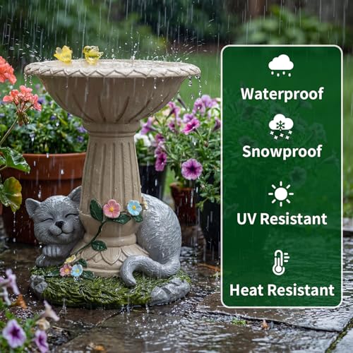Lyeasw Cat Statue Garden Decor with Bird Feeder Outdoor Yard Decor – Weatherproof Resin Outdoor Patio Porch Lawn Art – Unique Birthday Gifts for Bird Lovers Mom Grandma Women - color: Cat Bird Feeder