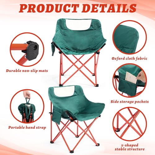 FairySandy 6 Pack Portable Camping Chairs Compact Backpacking Chairs Folding Camp Chairs for Adults Ultralight Camping Chair with 6 Carry Bag for Hiking, Beach, Fishing, Orange and Green