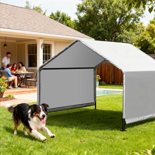 4'x 4'x 3.3' Dog Shade Shelter, Outdoor Dog Tent Dog House Canopy Waterproof, Sun Protection with Ground Stakes for Pet Medium Large Dogs, Cats, Pigs, Chicken, Goose (4‘’)