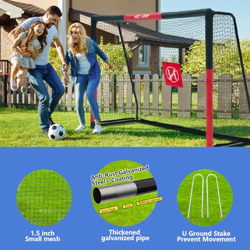 Soccer Goal for Backyard,6x4/8x5/10x6.5/12x6.5ft Metal Soccer, Soccer Goal for Kids 8-12, Soccer net with Zipper Design, Easy Assemble, Weatherproof Foam Padded Goal Post, Adults - style: 8'W×5'H