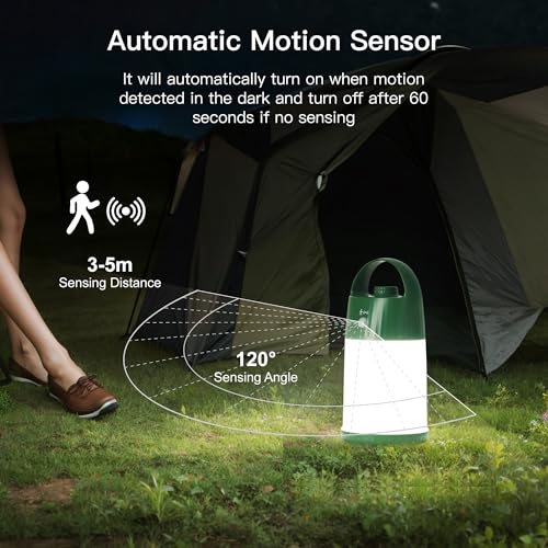 Motion Sensor LED Night Light - Cordless Battery Powered Table Lamp, Portable Lamps Lantern for Outdoor Camping Tents, 4 Brightness Level, Press Dimmable Safe Night Lights, 1 Pack (Green) - color: Green