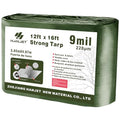 Multi Purpose Tarp 12' x 16' 9-mil Thick Waterproof Camping Tents Tarps Poly Tarpaulin Green - color: 9mil Army Green, size: 12x16 FT
