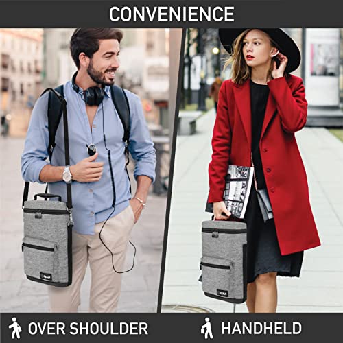 opux Wine Bag 2 Bottle Wine Tote Carrier, Insulated Wine Cooler Bag for Travel Picnic, Leakproof Portable Padded Case, Wine Gifts For Women Men Wine Lovers Christmas, Heather Gray - color: Heather Grey