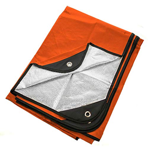 Arcturus Insulated Tarp, Reusable Heavy Duty Thermal Survival Blanket – 60x82in, Reflects 90% Body Heat, Waterproof, Windproof, 3-Layer Design, Reinforced Grommets, Orange - color: Orange