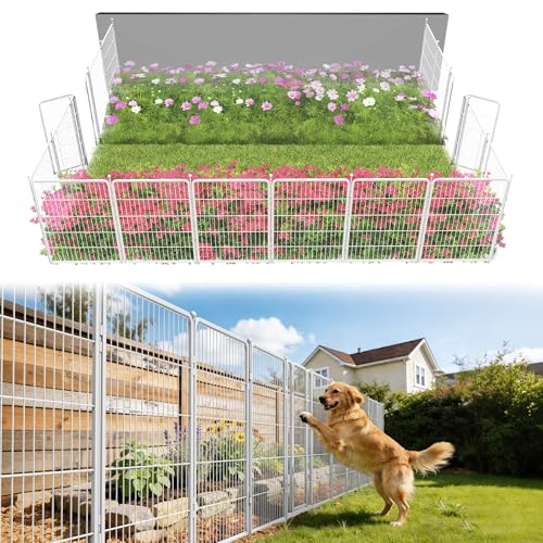 FXW Garden Fence Outdoor for the Yard – 40in(H) x 36.4ft(L) Heavy Duty Metal Animal Barrier for Dog, No Dig Decorative Dog Fence, 16 Panels, White - color: White, size: 40"H