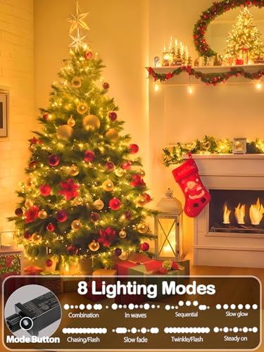 Upgraded Super Long 264FT 800 LED Christmas String Lights Outdoor & Indoor, Memory Function Timer and 8 Modes, Green Wire Waterproof String Lights for Xmas Tree Holiday Party Garden Decor (Warm White) - color: Warm White, size: 800LED