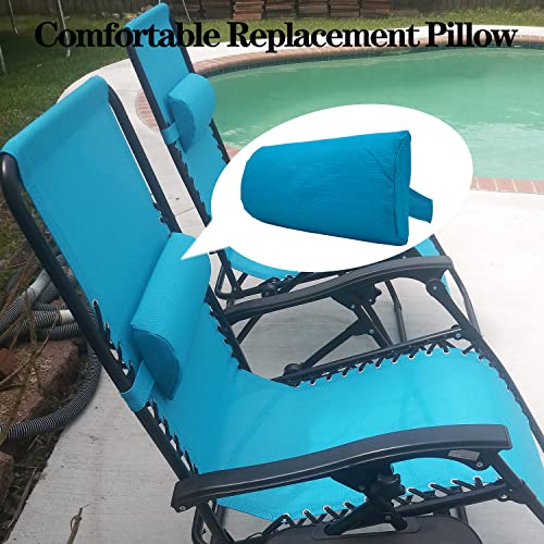Zero Gravity Chair Set of 2 Replacement Pillow Headrest with Elastic Band, Universal Soft Removable Padded Cushion Head Pillow for Zero Gravity Lounge Chair, Folding Patio Lawn Recliner Chair - color: Light Blue, size: 2 Pack