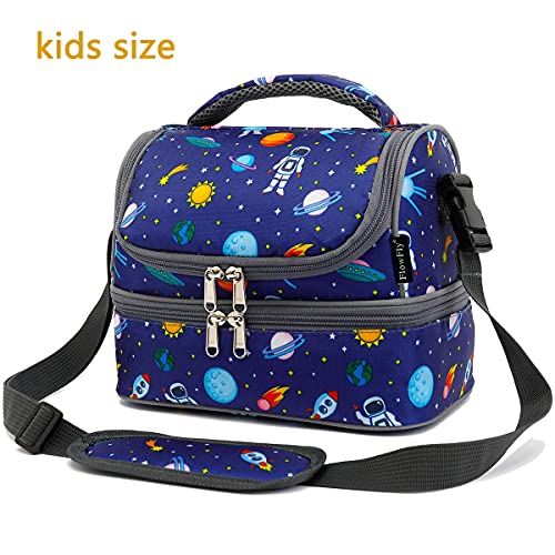 FlowFly Kids Double Decker Cooler Insulated Lunch Bag Large Tote for Boys, Girls, Men, Women, With Adjustable Strap, Astronaut - color: Astronaut