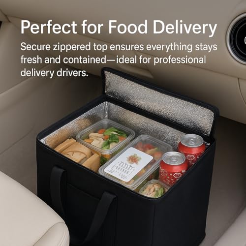 musbus 4-Pack insulated trunk organizer car cooler bag Food Insulated Grocery shopping bags, Black, reusable,zipper,foldable,tote,cold,for adult,for foodland, - color: Black, size: X-Large（16W x 12.5H x 9D）