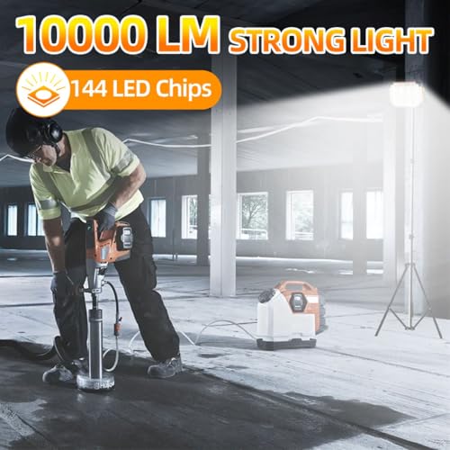 Solar Work Light Rechargeable Lamps Camping Light 120W 6000mAh 144 LED Outdoor Work Light for Emergency Mechanic Repairing Camping - color: Yellow