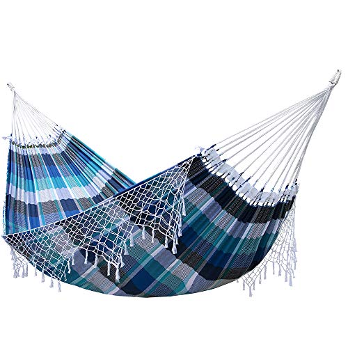 Vivere Authentic Brazilian Cotton Hammock - 450 lb Capacity (Marina) - color: Marina