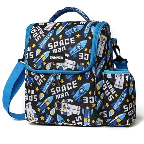Reusable Lunch Bags Insulated Cooler Lunch Box Tote 7.5L Spaceflight Bento Bags With Side Water Bottle Pockets Removable Adjustable Strap - color: 7.5L Spaceflight