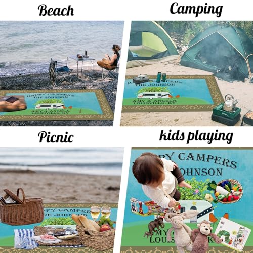 Custom RV Rug Happy Campers Trailer Campsite Decor Floor Mat for Outdoors, Patio, Backyard, Picnic, Beach, Camping, 30 x 55 Inch - color: Happy Campers, size: 2'6" x 4'7" (Rectangular)