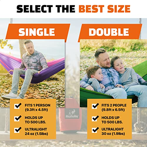 MalloMe Camping Hammock for Adults & Kids - Portable Hammocks for Outside - Hamacas para Adultos Outdoor Single & Double Two 2 Person Hammock - Hamaca/Hamacs/Amacas Heavy Duty Tree Travel Hamock - color: Aqua / Blue, size: Large