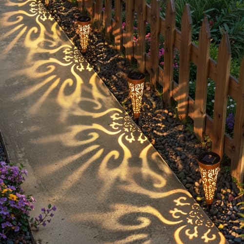 Go2garden 6Pcs Garden Solar Lights Outdoor Stakes Decorative Lighting for Yard, Pathway, Patio Decor Lawn Ornament (Red Copper) - color: Vintage Copper