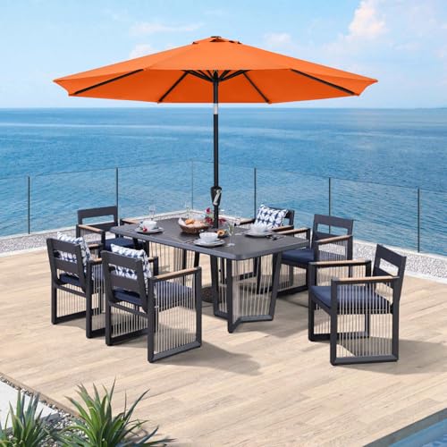 ABCCANOPY 10FT Patio Umbrella, Outdoor Waterproof Table Umbrella with Push Button Tilt and Crank, 8 Ribs UV Protection Pool Umbrella for Garden, Lawn, Deck & Backyard (Orange) - color: Orange, size: 10FT