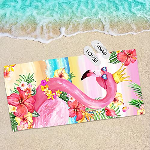 Bonsai Tree Flamingo Beach Towel, 30" x 60", Microfiber, Pink, Sand Proof, Quick Dry, Beach Towel for Women, Kids, Teens - color: Summer 2022, size: 30"x60"