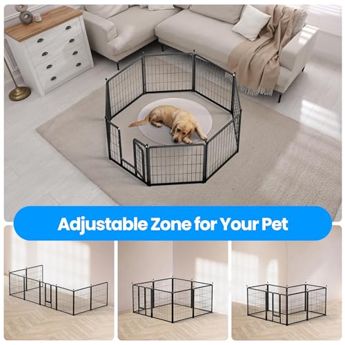 Simple Deluxe Dog Playpen Outdoor, Portable Dog Playpen for Yard, Travel, Camping, 24 Inch 8 Panels Heavy Duty Dog Pen for Puppies/Small Dogs, Black - color: Black, size: 24 Inch Height, style: Metal
