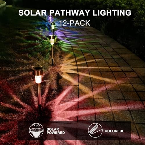 Dream Master Solar Lights Outdoor Waterproof, Stainless Steel LED Landscape Lighting, Solar Garden Lights, Outdoor Christmas Decorations for Yard, Pathway, Walkway, Patio, Lawn - 16Pack(Multicolor) - color: Multicolor, size: 16 Pack