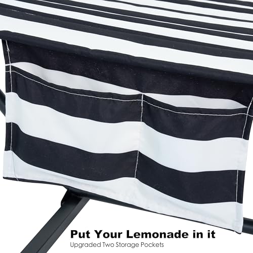 GAFETE 2 Person Hammock with Stand for Outside, Heavy Duty Steel Stand, Double 55inch Hammocks, Large Removable Pillow, Storage Bags, Max 475 lbs Capacity (Stripe Black-White) - color: Stripe Black-white