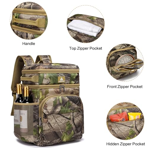 Laripwit Picnic Backpack Cooler - 54 Cans Large Soft Camo Lunch Backpack Bag Insulated Leakproof with Double Deck Compartment - color: Camo