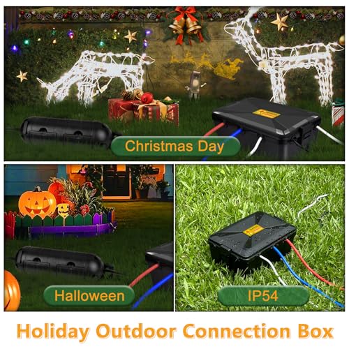 NineLeaf Large Outdoor Electrical Box (12.5 x 8.5 x 5 inch), IP54 Waterproof Extension Cord Cover,Weatherproof Connection Box for Power Strip, Plug, Socket, Timer, Holiday Light Decoration, Black - color: Black, size: 320x210x130mm