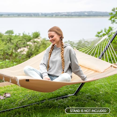SUNCREAT Hammocks Replacement Hammock for Stand, 475 lbs Capacity, Two Person Backyard Hammock for Outside, Beige - color: Beige