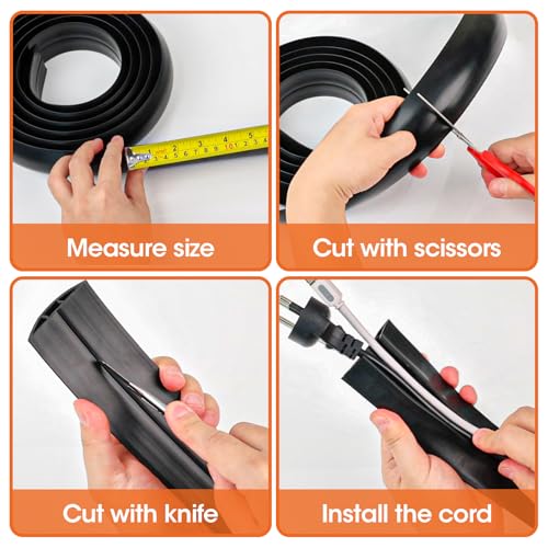 20 FT Floor Cord Cover, Cord Covers for Wires on Floor, Cord Protector, Floor Cable Cover, Hide Extension Cord Covers for Floor, Cable Cavity: 0.47" (W) x 0.29" (H), Black - size: Black-20ft