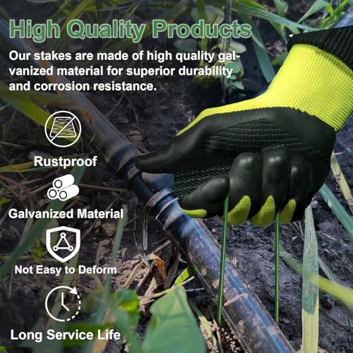 6 Inch Garden Stakes Galvanized Landscape Staples,U-Type Turf Staples for Artificial Grass, Rust Proof Sod Pins Stakes for Securing Fences Weed Barrier, Outdoor Wires Cords Tents Tarps, 50 Pcs