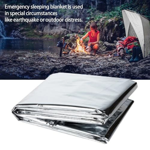 Emergency Rescue Blanket Outdoor Survival Blanket Waterproof, Windproof, Warm, Sunscreen Lightweight and Portable Suitable for First Aid Bags and Outdoor Camping, Silver, 8pcs - color: Silver 8pcs