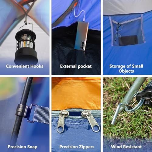 ASFANES Sundome Camping Tent with Rainfly, 2/4/6/10 Person Tent Sets Up in 10 Mins, Weatherproof Shelter for Camping, Festivals, Backyard, Sleepovers, & More - color: Navy Blue(2 People), size: 2 People