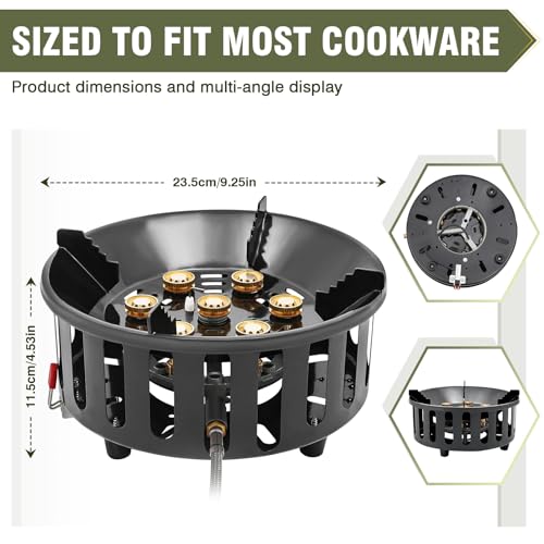 Bestfire Propane Burner, 72,000 BTU Single Burner Gas Stove for Outdoor Cooking, Windproof Camping Stove with Piezo Ignition, Extended Hose & 3 Adapters, Portable with Carrying Bag