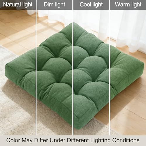 Tromlycs Floor Cushions Pillows for Adults Sitting Large Square Seating Pillow Gel Memory Foam 20 x 20 x 4 Inch Green Set of 2 - color: Green