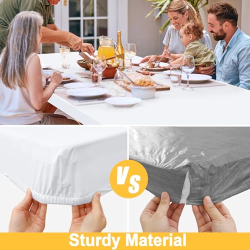 Rectangle Table Cloth, Waterproof Elastic Fitted Tablecloth for 5 Foot Folding Tables, Washable Polyester Tablecloths for Picnic, Camping, Outdoor (White, 30"x60") - color: White, size: 60" x 30" (Rectangular)